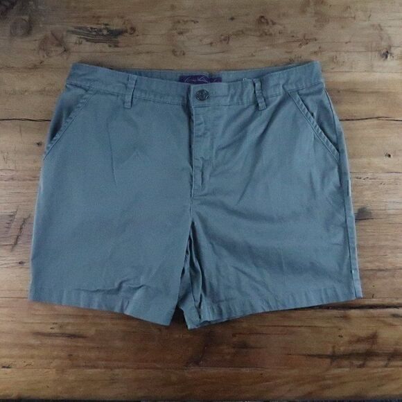GLORIA VANDERBILT OLIVE GREEN HIGH RISE COTTON SHORTS SIZE 16 - Picture 1 of 6